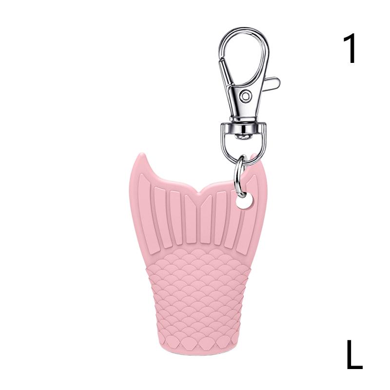 Fishtail Style Silicone Keychain Cap Lip Gloss Accessories Portable Durable Holder Keychain Compatible For Lipstick Storage Cap