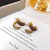 Silver Needle Clover Stud Earrings: Retro Hong Kong Style, Elegant and Fashionable Women's Luxury Jewelry.
