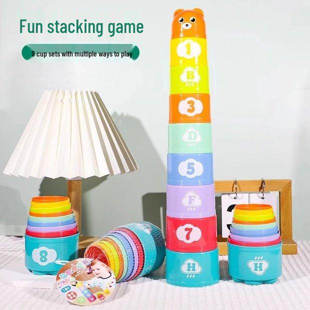 

Newcomer Special: Children s Rainbow Stacking Tower - High Stacking Cups & Building Blocks for Early Education
