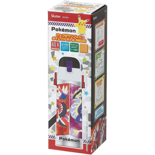 Skater Kids' Stainless Steel Water Bottle, Direct Drinking, 580ml, Pokemon Design, 23N, Kid-Friendly, Lightweight, Insulated, for Boys, Cute Sports Bo