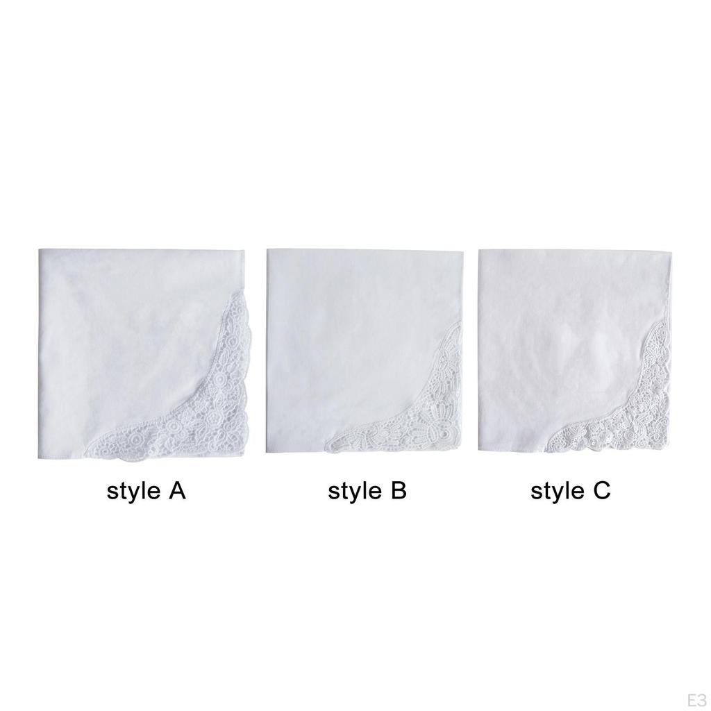 12 Pcs White Wedding Handkerchiefs 13.78 Inch Embroidery DIY Soft Classic Ladies Hanky