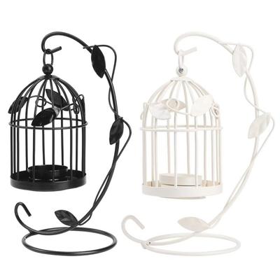 Iron Hanging Candlestick Leaves Cage Shaped Decoration Candlelight Dinner Props Hollow Out Candle Holders