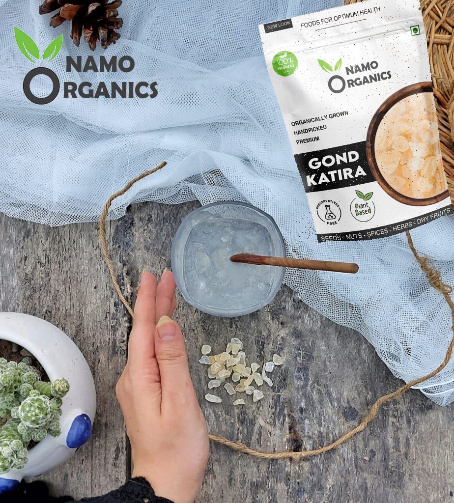 Namo Organics Gond Katira Pur - 250 gr | Proprietăți răcoritoare | Gumă comestibilă 100% naturală Superaliment