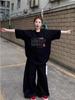 Women's Black Pure Cotton Trendy Streetwear Loose-Fit Short Sleeve T-shirt
