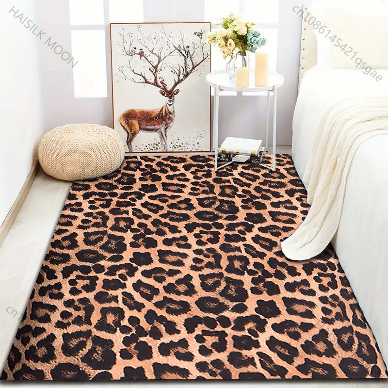 1PC Wild Leopard Print Carpet for Living Room Bedroom Sofa Doormat Decor Sofa Area Rug Non-slip Floor Mat Large Size