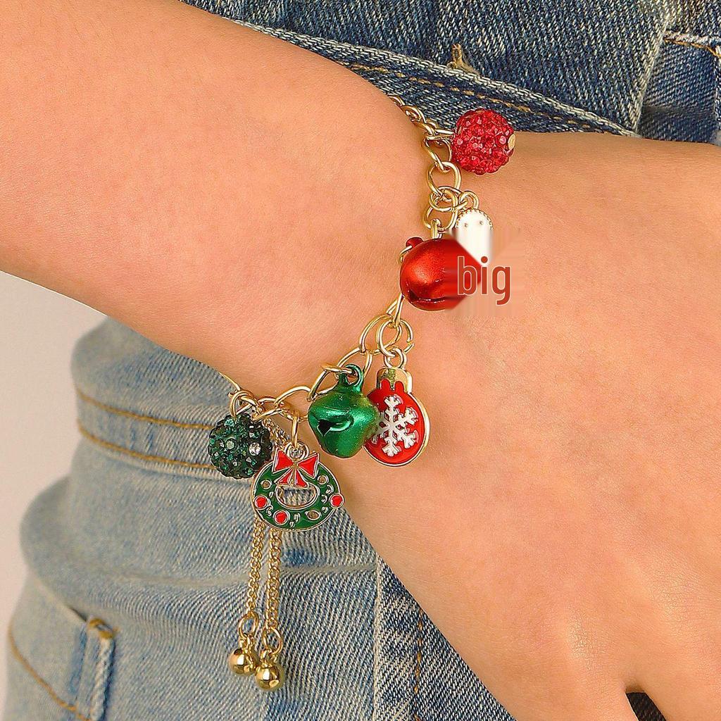 Christmas Women's Bracelet: European & American Creative Snowflake, Reindeer, Bell, Santa Claus Drawstring Design