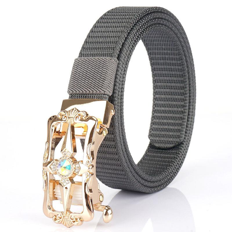 New Women'S Commuting Belt With Automatic Buckle Nylon Waistband, Outdoor Leisure Versatile Double-Layer Thick Belt