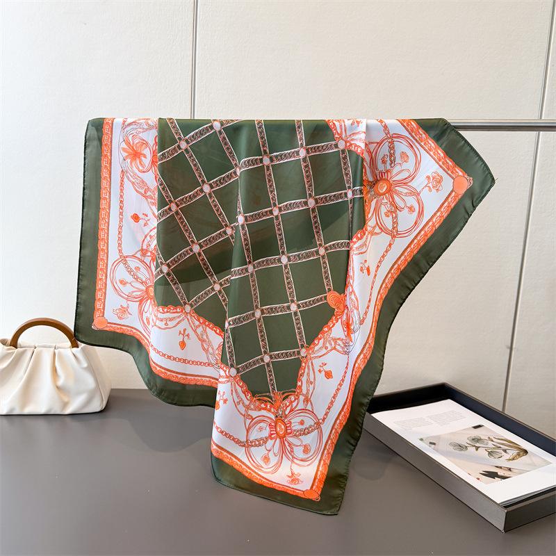 Luxury Design Print Silk Head Scarf For Women Square Hijab Soft Neck Tie Female Fashion Decorate Silk Headscarf Kerchief