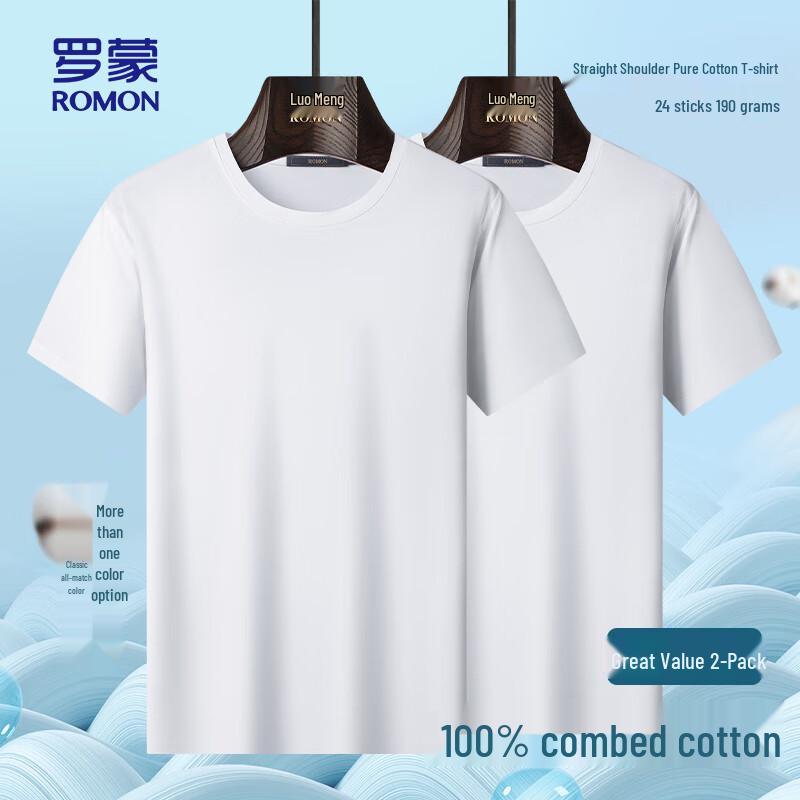 ROMON Men's Pure Cotton Short Sleeve Round Neck T-Shirt