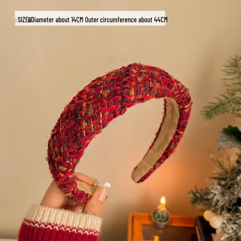 

Ретро Бордовая Плетеная Повязка на Голову: Женский аксессуар для волос в стиле Гонконга 2025 года с высоким верхом в виде черепа