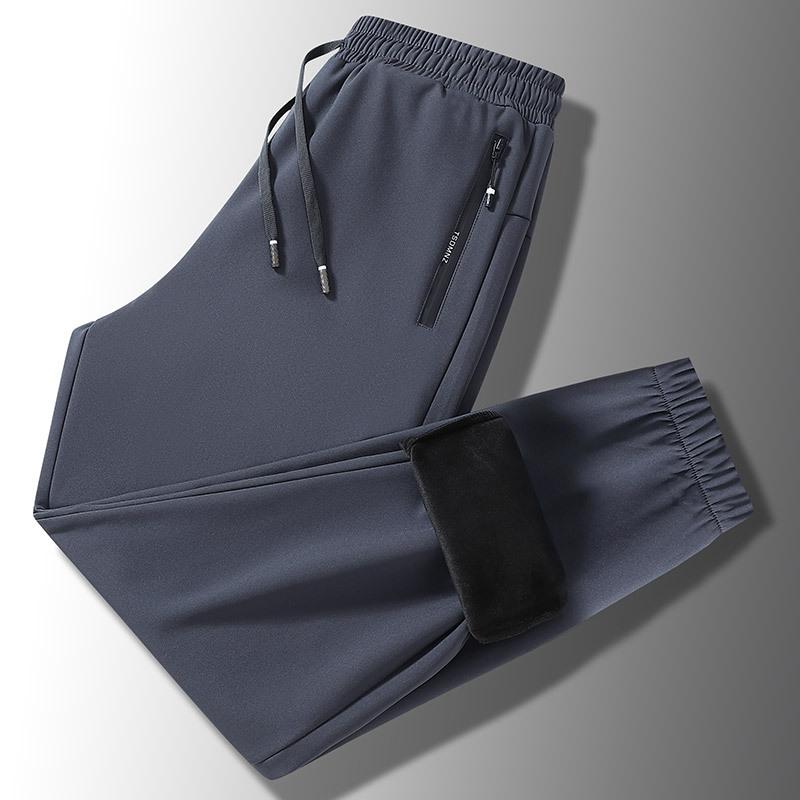 Dm Wasserdichte Sportliche Freizeithose für Herren in Übergröße, Winter mit Plüsch und dicker Außenschicht, Warme und lockere Knöchelhose mit Silberfuchsfell