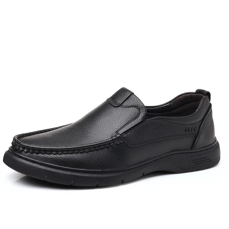 Leather Shoes Men's Cowhide One-pedal Middle-aged Casual Non-slip Soft-soled Driving Dad Shoes Loafers Men