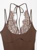 Europæisk & Amerikansk Kvinders Patchwork Blonder Halterneck Bodystocking - Populært Mode