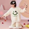 Kids Flannel Pajamas Set Boys Girls Warm Long Sleeve Top And Pants Sleepwear Winter Home Nightwear
