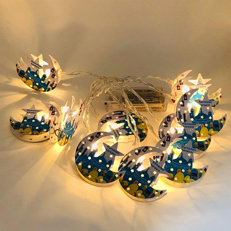 Eid Mubarak LED Light String Indoor Moon Starlight Ramadan Kareem Decoration 2025 Islamic Muslims Eid Al Fitr Party Supplies