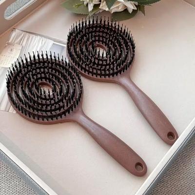 1 Stuks Rond Haarborstel met Zwijnenhaar voor Ontklitten Volume Hoofdhuidverzorging Massage Vrouwen Nat Krullend Kam Salon Haarkappers Styling Tools