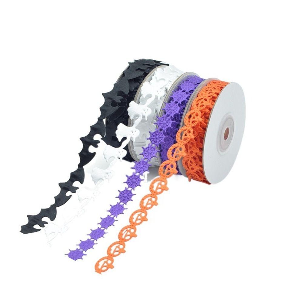 Embossed Design Halloween Ribbon Polyester Material 10m Length Bat Ribbon Handmade DIY Ribbon Ghost Ribbon Bow Craft