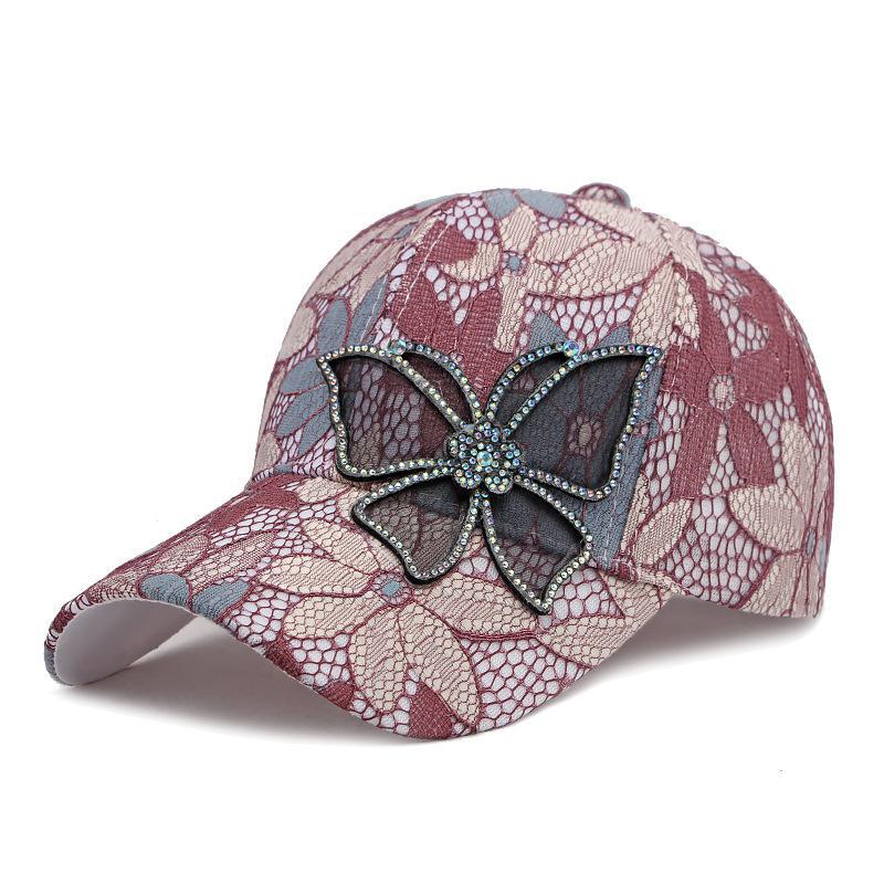 Baseball Cap Women Spring Summer Korean Style Breathable Sun Hat Sunscreen Butterfly Lace Trendy Caps