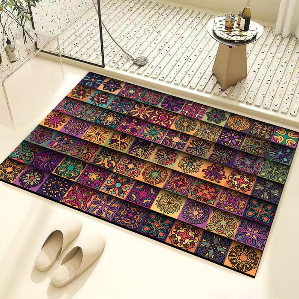 Retro Tile Diatom Mud Floor Mat Dirt-resistant Foot Mat Strong Water Absorption Non-slip Floor Mat