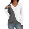 Women's Casual Fashion V-Neck Raglan Pleated Plaid Print Long Sleeve Top