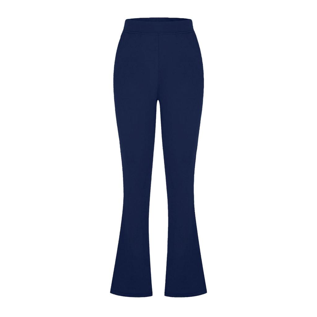 Women's Fashion Color Casual Pants with Elastic Waistband and Pockets for Everyday Wear