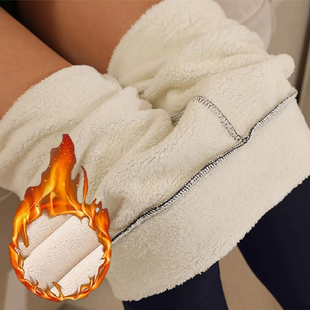 Ladies' Lamb Wool Thickened High Waisted Slimming Pencil Pants With Bottom And Warm Pants