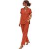 Spring/Summer 2026 European & American Linen V-Neck Short-Sleeve Two-Piece Casual Set