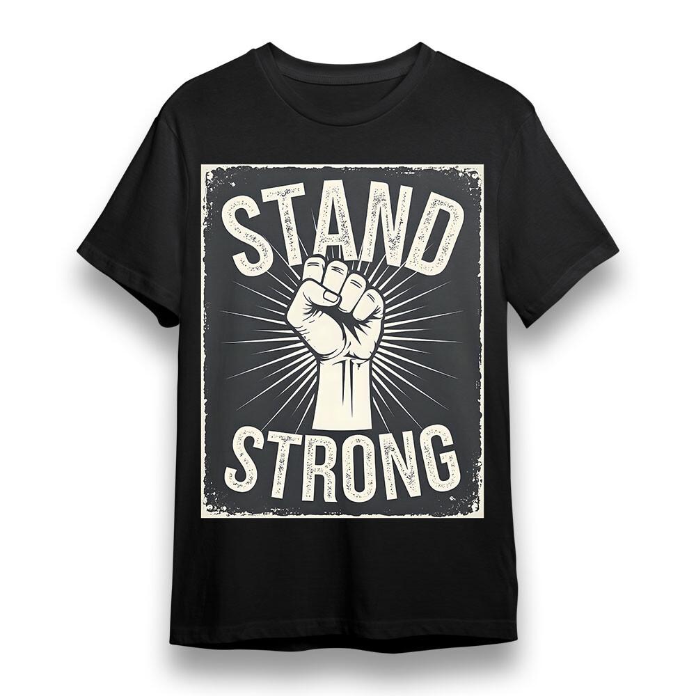 

Men s Oversize T-shirt With Stand Strong Graphic Unisex Black 100% Cotton Tee XL