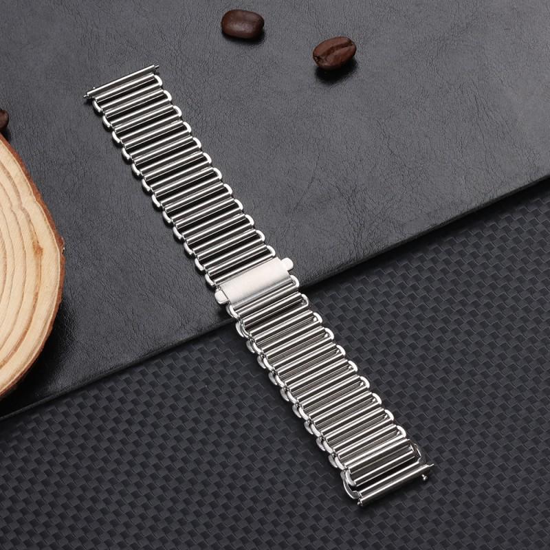 

Быстросъемный ремешок для часов из нержавеющей стали и бамбука для Huawei GT2/GT3, 20/22 мм, с двойной застежкой 18mm серебряный