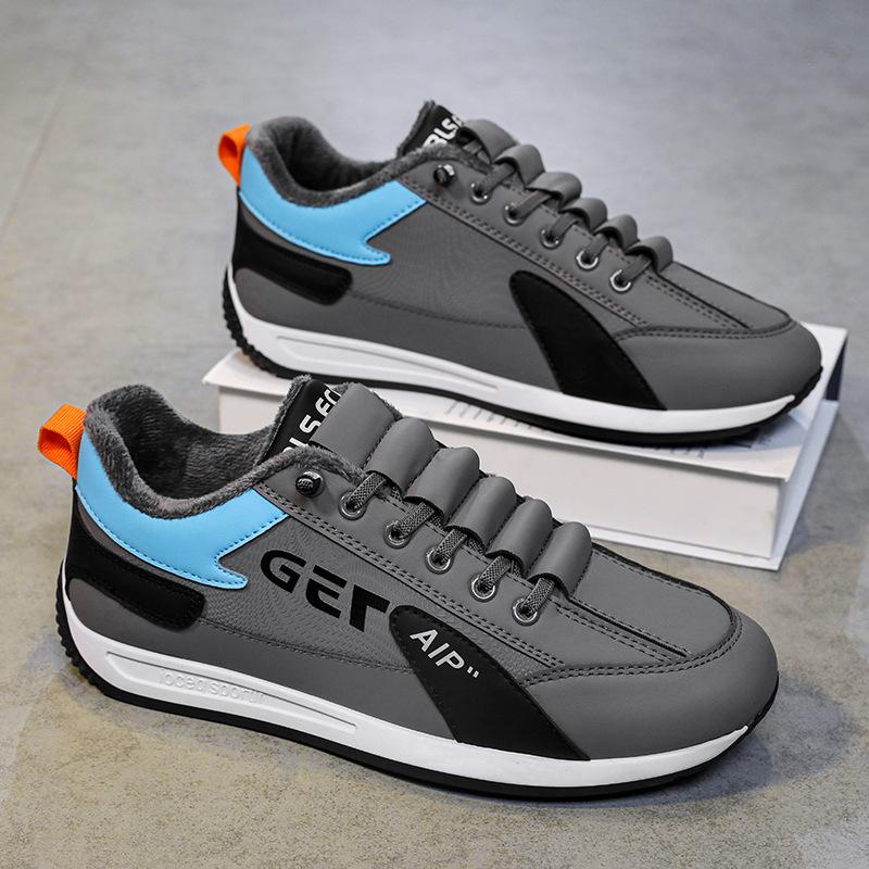 

Зимние мужские ботинки флисовые теплые утолщенные два хлопковых кроссовки молодежные спортивные для отдыха бег легкие мягкие подошвы Forrest Gump tide кроссовки 39