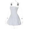 Sexy Women Vintage Solid Mini Dress Ball Gown Dresses U-Neck Sleeveless Summer Female Casual Dress Fashion Strap Dress