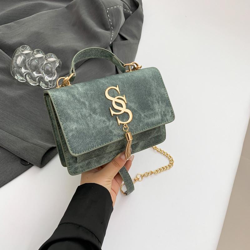 Stylish Blue Green Gray Retro Chic Trendy Sling Crossbody Small Square Bag For Women