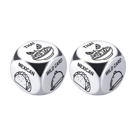 1/2/3Pcs Stainless Steel Food Decision Dice 6 Sides Barbecue Mexican American Seafood Italian Chinese Dinner Decider Dice