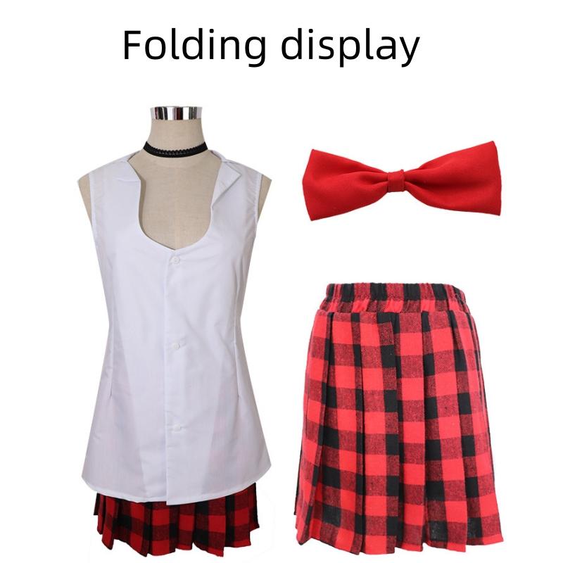 Anime Danganronpa Enoshima Junko Cosplay Uniform Cafe Work Clothes Short Skirt Double Tail Braid Wig Halloween Carnival Costumes