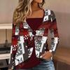 Tops for Women Flower Print Long Sleeve Fake Two‑Piece Top Fall Casual Slim Pullover Women's Long Sleeve Top