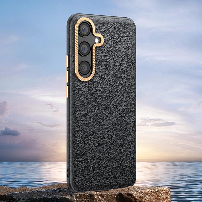 For Samsung Galaxy S24+ Wholesale Phone Cases PU Leather+TPU Cover with Metal Lens Frame