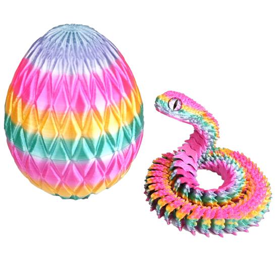 Ovo de Cobra com Cobra Impressa em 3D Dentro Juntas Móveis Estatueta de Cobra Cobra Articulada Brinquedo Fidget de Mesa Decoração Ornamento