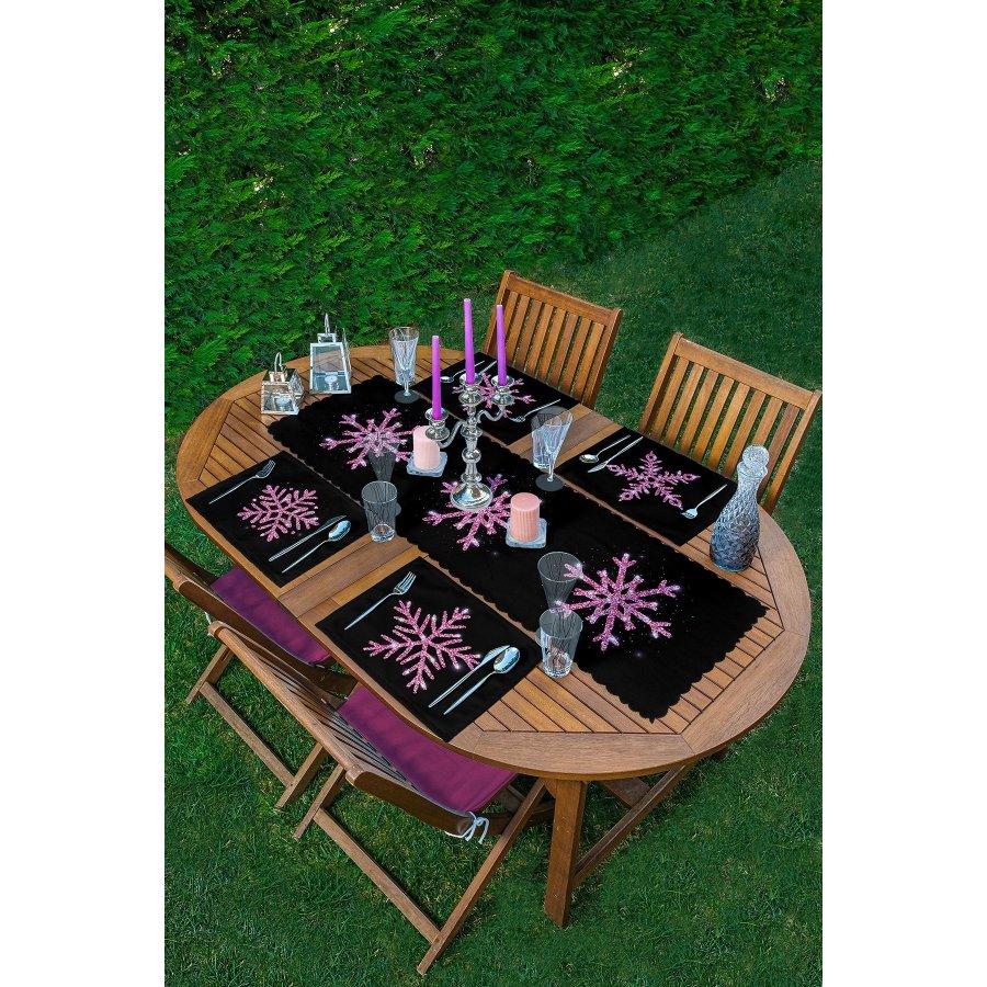 New Year Themed Snowflake Runner and Placemat Set 5 Pieces / Placemat Table Mat Dining Table Mat Coaster