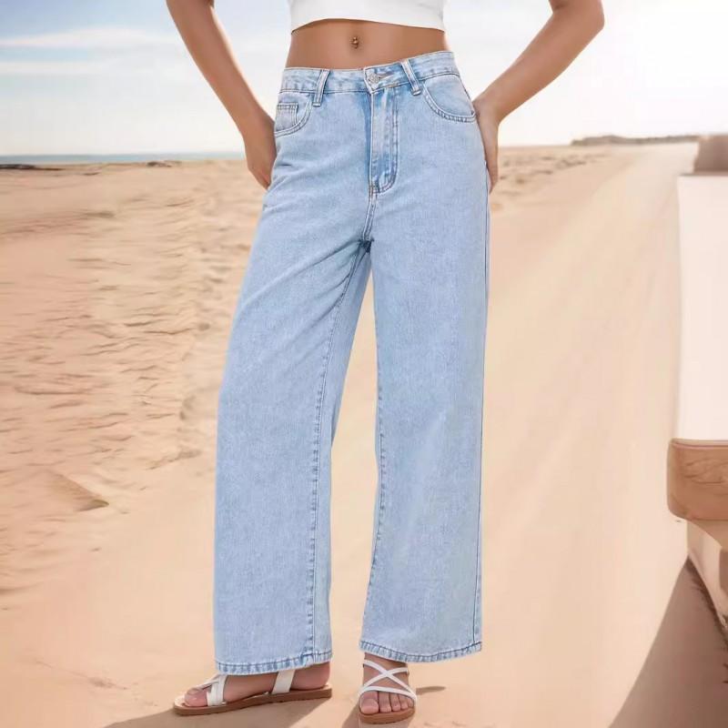 

Hong Kong Style Jeans Women s Clothes INS Straight Loose High-rise Denim Pants WOMEN S светло-синий