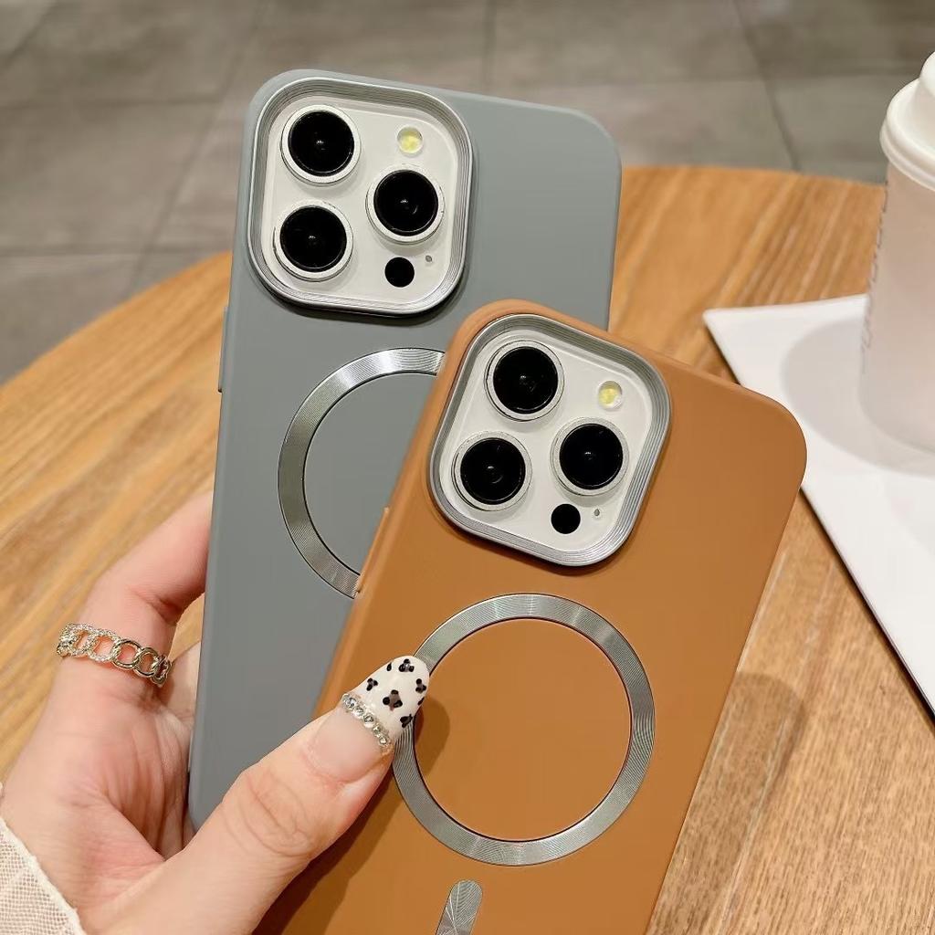 CD Tekstura Gładka Tekstura Skóry Odpowiednia do Etui na Telefon IP16PM, Apple 15/14 Magnetyczne Etui Skóra w Dotyku Kolorystycznie Dopasowane Etui Ochronne