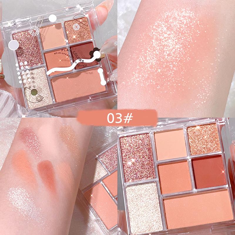 1PC Transparent Party Pearlescent Date Makeup Earth Color Eye-catching Seven Colors Stage Eye Shadow Plate Makeup Multi-function