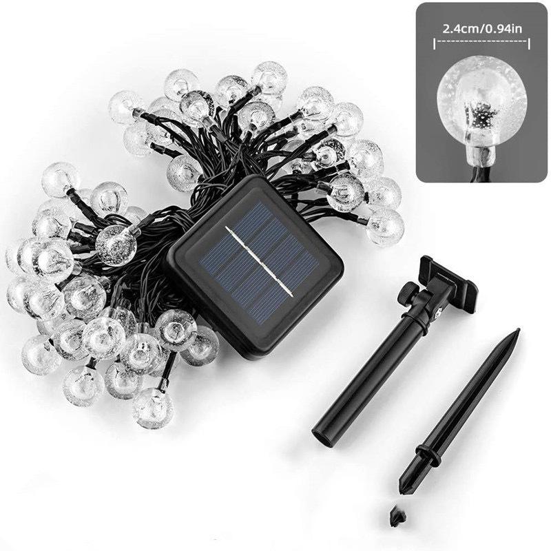 LED Solar-Powered Crystal Ball Fairy String Lights for Outdoor Christmas Decor