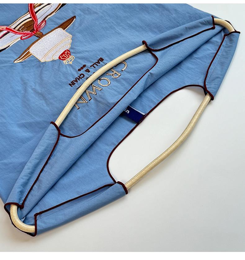 Crown Cake Japanese Girl Embroidered Canvas Crossbody Tote Bag - Large Capacity for Spring Outings