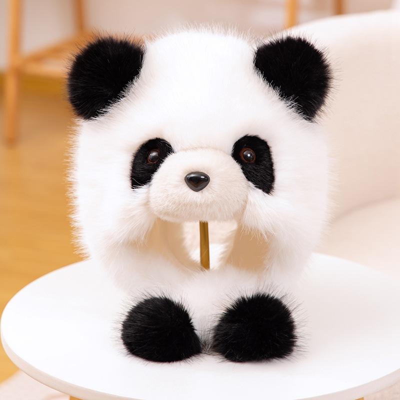 

Мультяшная милая шапка панды, плюшевая защита для ушей, термошапка для родителей и детей, детская успокаивающая тряпичная кукла, подарок на день рождения для девочки Children s (0.15kg)