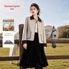 Qianbainian Women's Wool-Blend Color-Block Lapel Double-Faced Coat