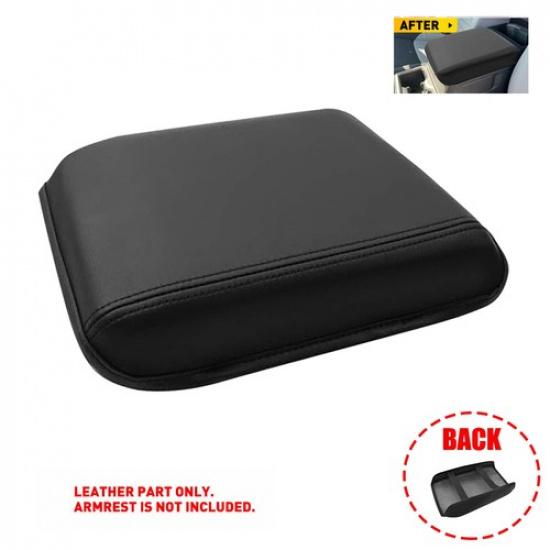 Black Leather Center Console Lid Armrest Cover Skin For Toyota Tacoma 2024 2025