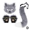 Fox Costume Set Cosplay Halloween Costume Plush Masque Fluffy Paw Gloves Halloween Party Accessories Faux Fur Fox Tail Set