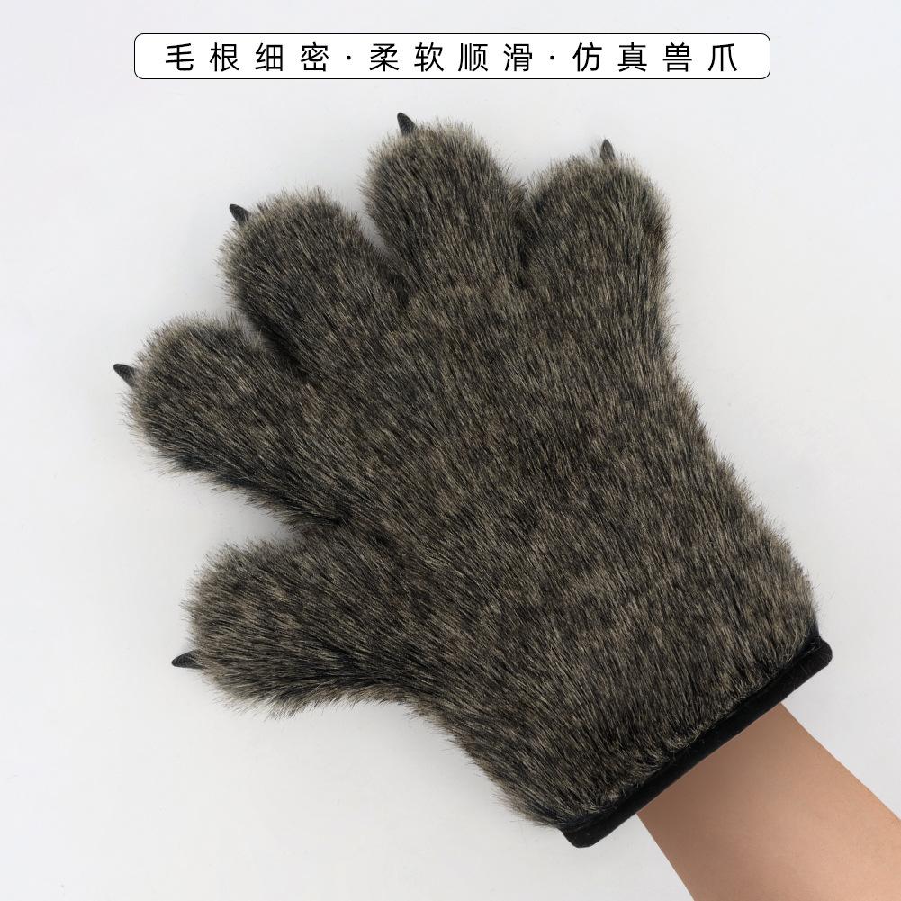 New Halloween gloves: wolf claw plush, realistic tail, warm gloves, animal tail cosplay Accessories and props
