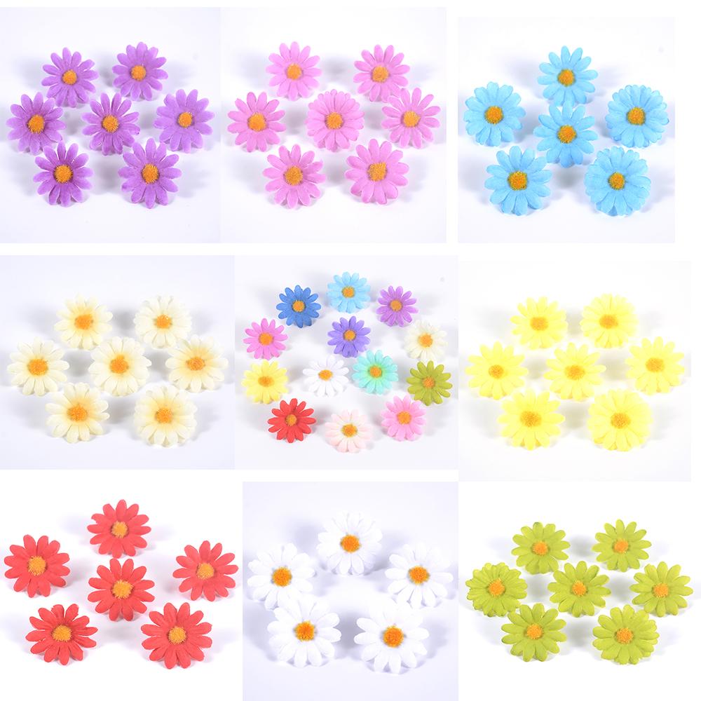 50PCs Dasiy Artificial Flowers 3.5cm Fake Flower Head For Home Wedding Garden Decoration DIY Bride Wreath Accessories Gift Craft