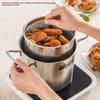 3.5L Deep Fryer Pot Stainless Steel Frying Pot With Mesh Steamer Basket With Glass Lid Kitchen Household Soup Pot Tool